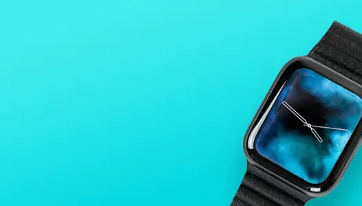 Smart watch on blue background